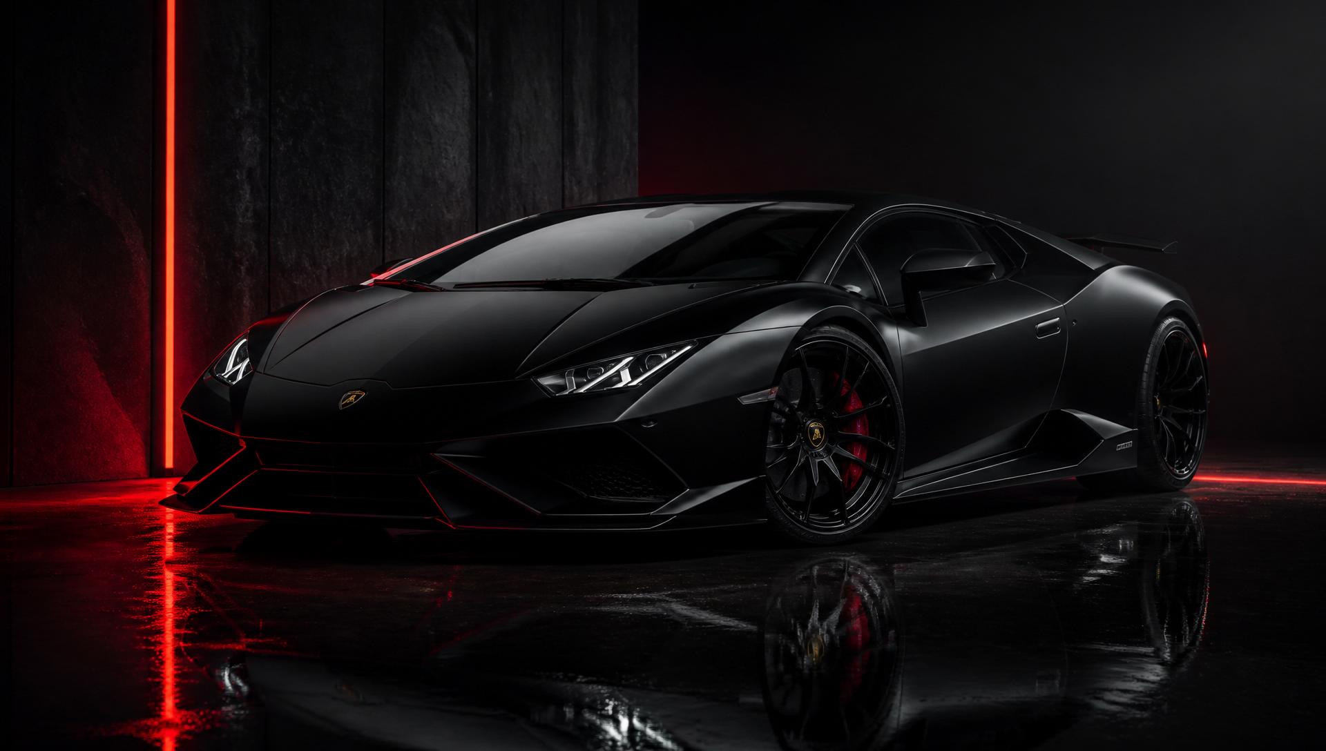 Luxury black sports car in professional detailing studio